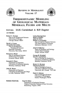 Cover image: Thermodynamic Modeling of Geologic Materials 1st edition 9780939950218