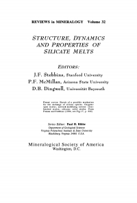 Cover image: Structure, Dynamics, and Properties of Silicate Melts 1st edition 9780939950393