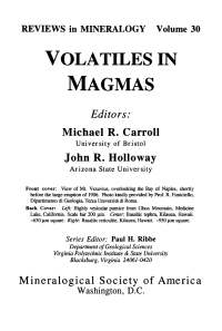 Cover image: Volatiles in Magmas 1st edition 9780939950362