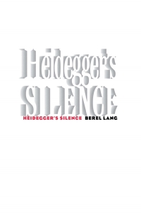 صورة الغلاف: Heidegger's Silence 9780801433108