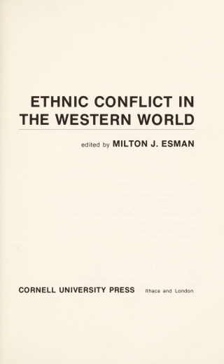 Cover image: Ethnic Conflict in the Western World 9780801410161