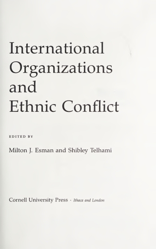 Omslagafbeelding: International Organizations and Ethnic Conflict 9780801482595