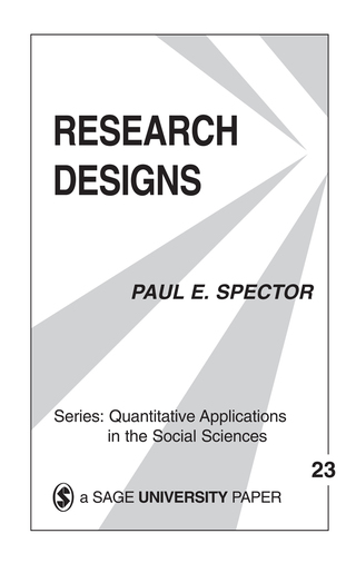 Cover image: Research Designs 1st edition 9780803917095