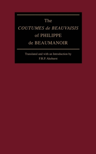 Imagen de portada: The "Coutumes de Beauvaisis" of Philippe de Beaumanoir 9780812231052