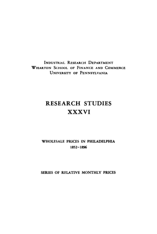 Titelbild: Wholesale Prices in Philadelphia, 1852-1896 9781512800456