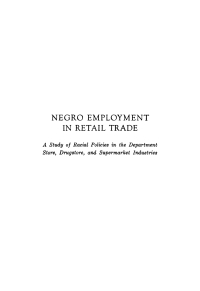 Imagen de portada: Negro Employment in Retail Trade 9780812276565