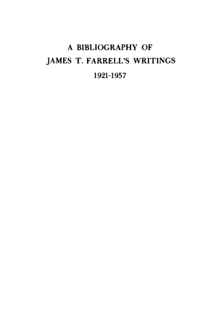 Cover image: A Bibliography of James T. Farrell's Writings, 1921-1957 9781512800654