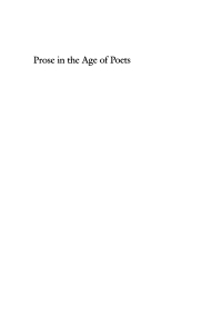 Cover image: Prose in the Age of Poets 9780812281989