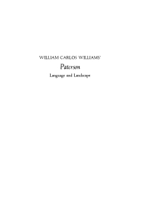 Imagen de portada: William Carlos Williams' "Paterson" 9780812276121