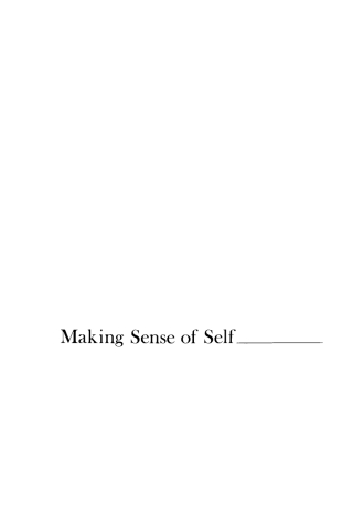 Cover image: Making Sense of Self 9780812278101