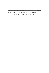 Cover image: Revision and Authority in Wordsworth 9780812281408