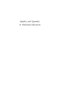 Imagen de portada: Quality and Quantity in American Education 9781512802146