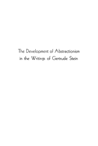 Titelbild: The Development of Abstractionism in the Writings of Gertrude Stein 9781512802412