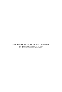 Imagen de portada: The Legal Effects of Recognition in International Law 9781512802559