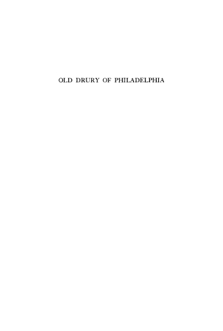 Cover image: Old Drury of Philadelphia 9781512802825