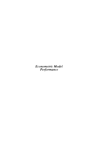 Cover image: Econometric Model Performance 9780812277142