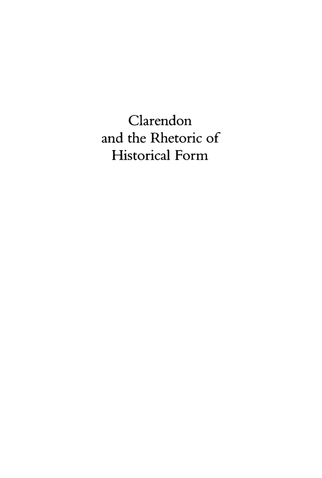 Clarendon and the Rhetoric of Historical Form