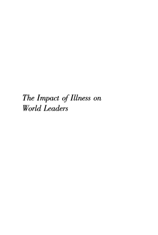 Cover image: The Impact of Illness on World Leaders 9780812280050