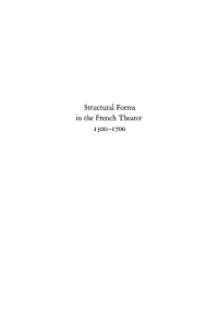 Imagen de portada: Structural Forms in the French Theater, 1500-1700 9781512805932