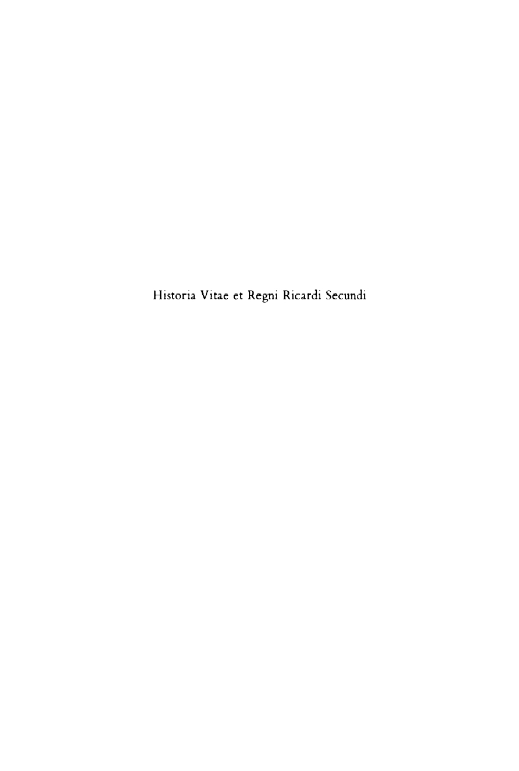 Historia Vitae et Regni Ricardi Secundi