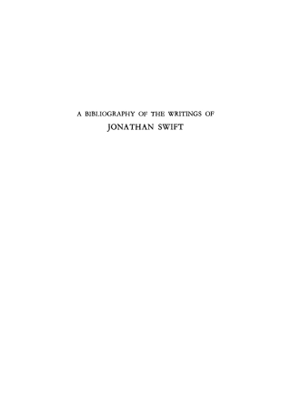 Cover image: A Bibliography of the Writings of Jonathan Swift 2nd edition 9781512807653