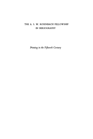 Cover image: Printing in the Fifteenth Century 9781512808766