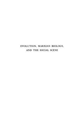 Cover image: Evolution, Marxian Biology, and the Social Scene 9781512809039