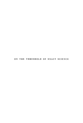 Cover image: On the Threshold of Exact Science 9780812278316