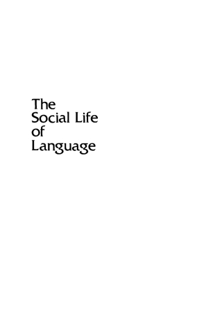 Cover image: The Social Life of Language 9780812277715