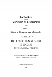 Titelbild: The Rise of Formal Satire in England Under Classical Influence 9781512809862