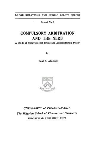 Cover image: Compulsory Arbitration and the NLRB 9781512821765