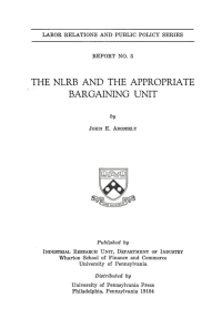 Cover image: The NLRB and the Appropriate Bargaining Unit 9781512821758
