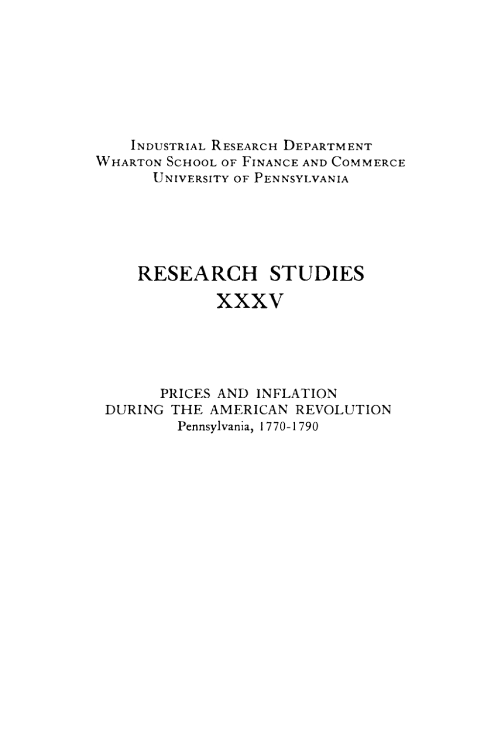 Prices and Inflation During the American Revolution, Pennsylvania, 1770-1790