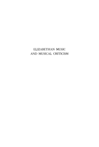 Cover image: Elizabethan Music and Musical Criticism 2nd edition 9781512810509