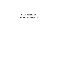 صورة الغلاف: Walt Whitman's Backward Glances 9781512810592