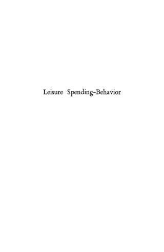 Imagen de portada: Leisure Spending-Behavior 9781512822045