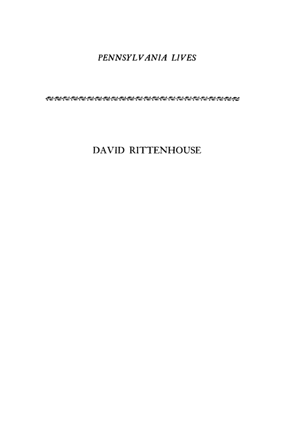 David Rittenhouse Astronomer-Patriot, 1732-1796