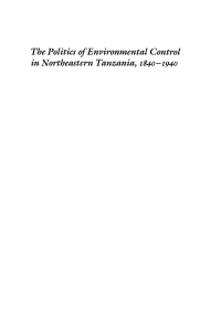 Cover image: The Politics of Environmental Control in Northeastern Tanzania, 1840-1940 9781512822113