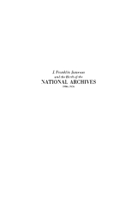 Cover image: J. Franklin Jameson and the Birth of the National Archives, 1906-1926 9780812277999