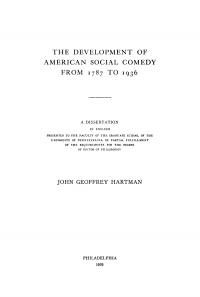 Cover image: The Development of American Social Comedy from 1787 to 1936 9781512812213