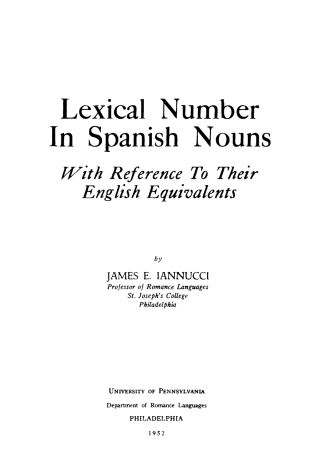 Cover image: Lexical Numbers in Spanish Nouns 9781512812442