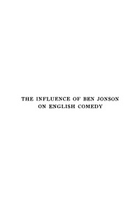 Omslagafbeelding: The Influence of Ben Jonson on English Comedy, 1598-1642 9781512812619