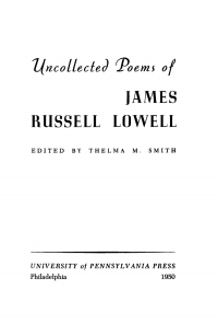 Cover image: Uncollected Poems of James Russell Lowell 9781512812954