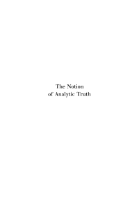 Imagen de portada: The Notion of Analytic Truth 9781512813036