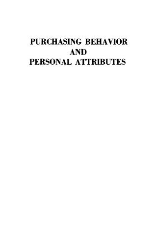 Cover image: Purchasing Behavior and Personal Attributes 9780812275681
