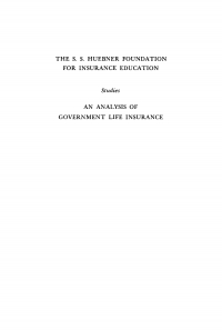 Cover image: An Analysis of Government Life Insurance 9781512813197