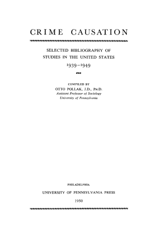 Imagen de portada: Crime Causation 9781512822465