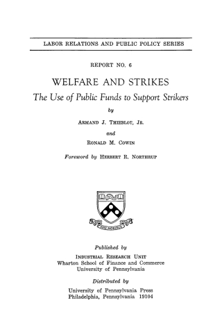 Omslagafbeelding: Welfare and Strikes 9781512822540
