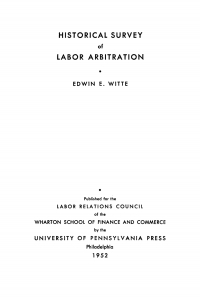 Cover image: Historical Survey of Labor Arbitration 9781512820669