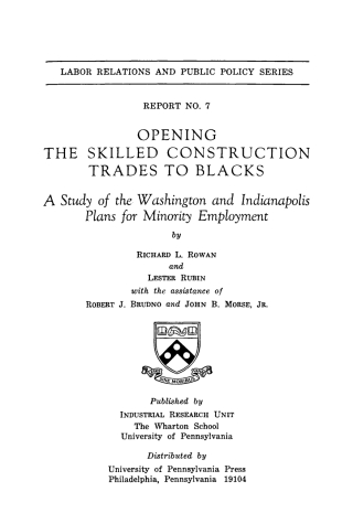 صورة الغلاف: Opening the Skilled Construction Trades to Blacks 9780812290790